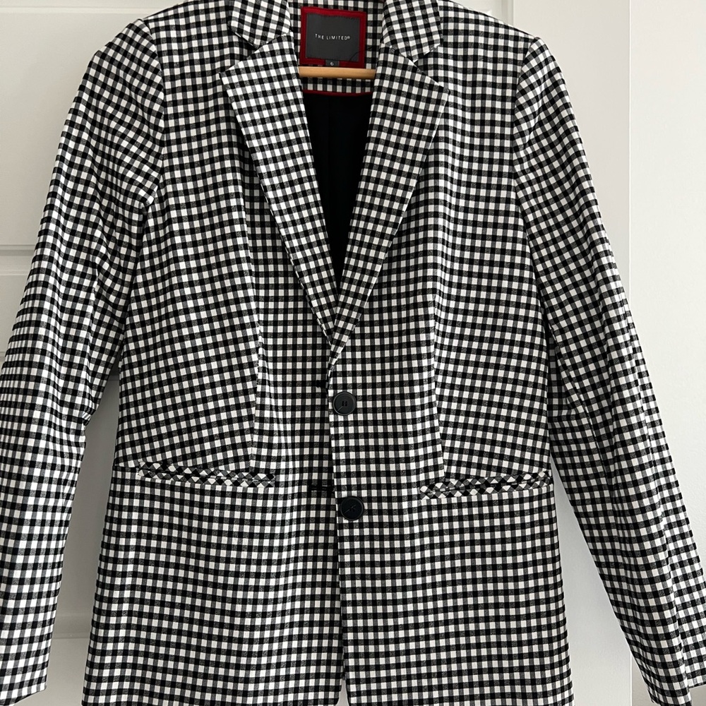 The Limited Black and White Plaid Blazer